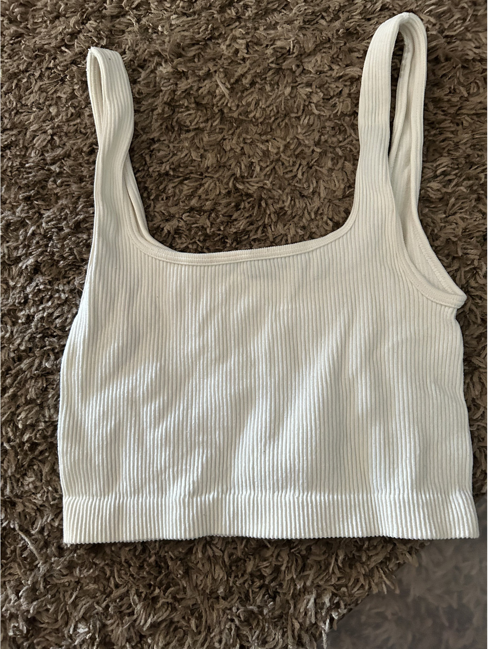 ZARA White Ribbed Crop Tank Top XS